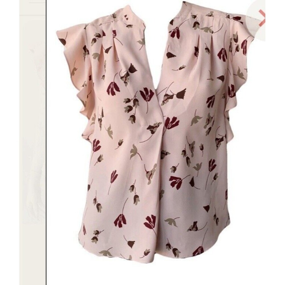 JOIE ASHTINA FLORAL CREPE CAP SLEEVE RUFFLE TOP BLOUSE COLOR LAUREL Size XXS NWT